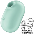 SATISFYER - PRO TO GO 2 ESTIMULADOR E VIBRADOR DE PULSO DE AR DUPLO VERDE