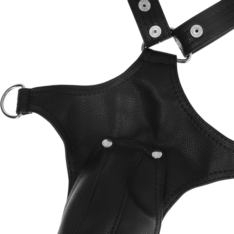 FETISH SUBMISSIVE ATTITUDE - ARNÊS DE COURO ECOLÓGICO MASCULINO COM TIRAS JOGADORAS