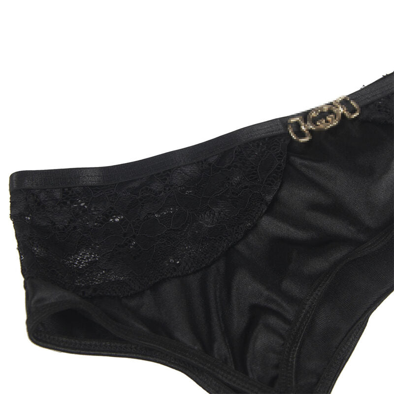 SUBBLIME - CONJUNTO DE 3 PEAS SUTI + TANGA + LIGA DE RENDA PRETO L/XL