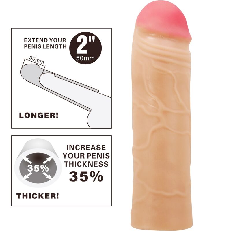 PRETTY LOVE - CHANE PENIS EXTENDER COBERTURA CARNE