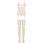 LIVCO CORSETTI FASHION - CONJUNTO PERSINNE PÊSSEGO CORSET + CALCINHA + MEIAS