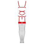 LIVCO CORSETTI FASHION - THIARA LC 20213 CONJUNTO CORPO + MEIAS VERMELHAS S/M