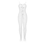 SUBBLIME - 951740 BODYSTOCKING BRANCO REDE DE ARRASTO SEM FUNDO COM LAOS TAMANHO ÚNICO