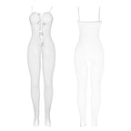 SUBBLIME - 951740 BODYSTOCKING BRANCO REDE DE ARRASTO SEM FUNDO COM LAOS TAMANHO ÚNICO
