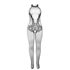 SUBBLIME - 951801 BODYSTOCKING SEM FUNDO DE REDE E RENDA COM GOLA ALTA PRETO TAMANHO ÚNICO