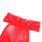 SUBBLIME - 952372 BODYSTOCKING SEM FUNDO DE REDE E RENDA COM GOLA ALTA VERMELHO TAMANHO ÚNICO
