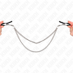 KINK - PINÇAS PARA BICOS COM 2 CORRENTES GROSSAS PRATA 20/23 CM