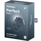 SATISFYER - PERFECT PAIR 2 MULTIVIBRANTES 2 EM 1 ANEL PARA PÊNIS E ESTIMULADOR DE DEDO CINZA