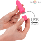 INTENSE - SYMONE  USB RECARREGÁVEL VIBRATÓRIA BULLET 8 VIBRAÇÕES ROSA 10 X 2,2 CM