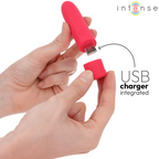 INTENSE - SYMONE USB RECARREGÁVEL VIBRATÓRIA BULLET 8 VIBRAÇÕES VERMELHO 10 X 2,2 CM