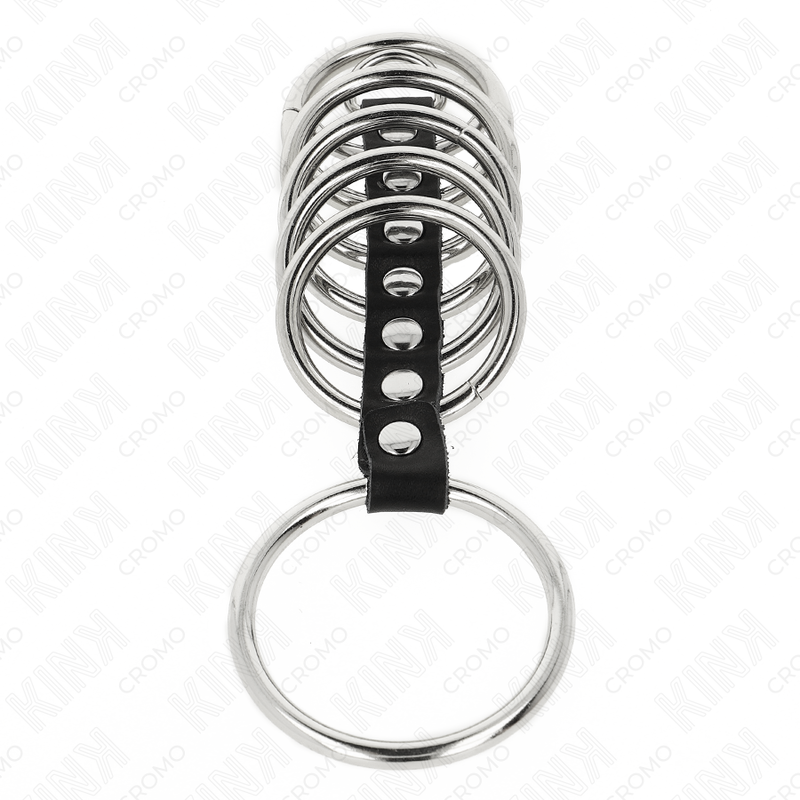 KINK - 7 ANÉIS DE METAL DE 3,2 CM A 5 CM CONECTADOS POR COURO