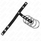 KINK - 4 ANÉIS DE METAL 3,8 CM CONECTADOS COM TIRA DE COURO 22 X 1,5 CM E FECHO DE PRESSÃO