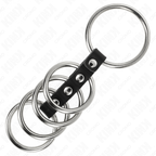 KINK - 5 ANÉIS DE PÊNIS DE 3,7 CM A 5 CM DE METAL CONECTADOS POR COURO