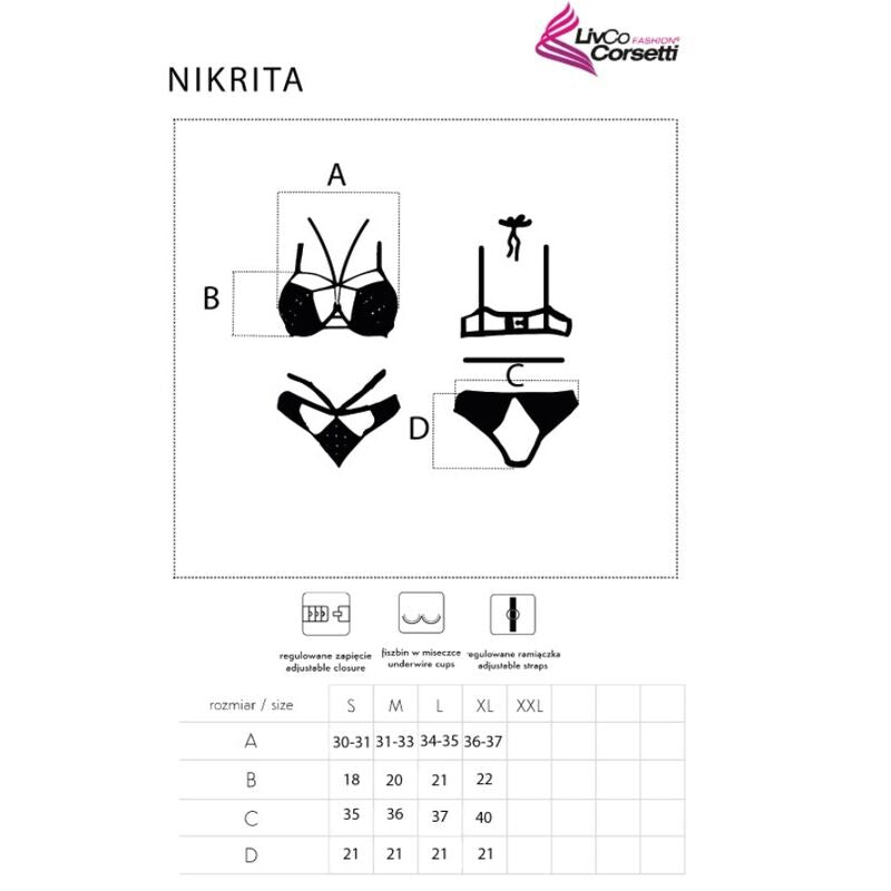 LIVCO CORSETTI FASHION - NIKRITA LC 90647 SUTIÃ + CALCINHA PRETA G