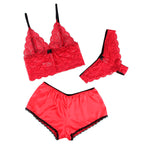 SUBBLIME - 953898 CAMISOLA DE SEDA E RENDA + CALCINHA VERMELHA S/M