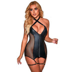 SUBBLIME - 954444 VESTIDO SEXY DE MALHA COURO PRETO S/M