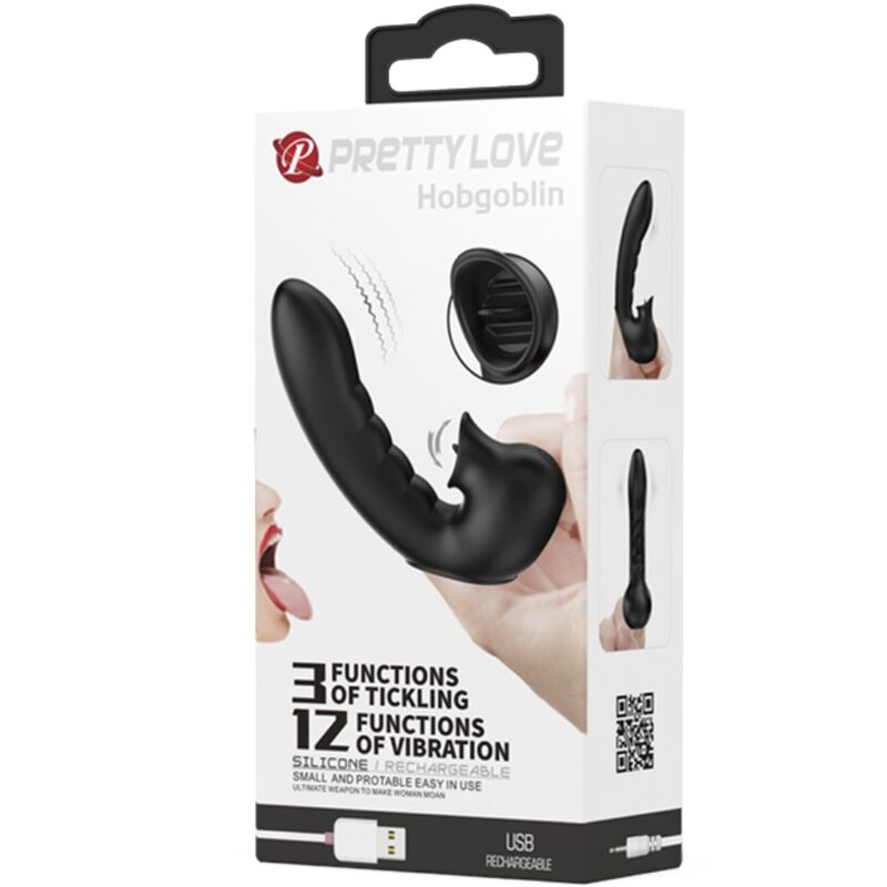 PRETTY LOVE - HOBGOBLIN VIBRATING FINGER CASE 12 VIBRAÇÕES + ESTIMULADOR DE CLITÓRIS PRETO