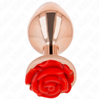 KINK - PLUG ANAL ROSA OURO COM ROSA VERMELHA L