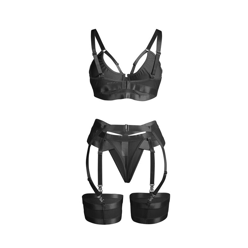 SUBBLIME - 955236 SUTIÃ BONDAGE PRETO COM CONJUNTO DE LIGA S/M