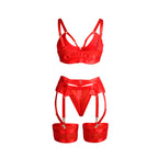 SUBBLIME - 955250 SUTIÃ BONDAGE VERMELHO COM CONJUNTO DE LIGA S/M