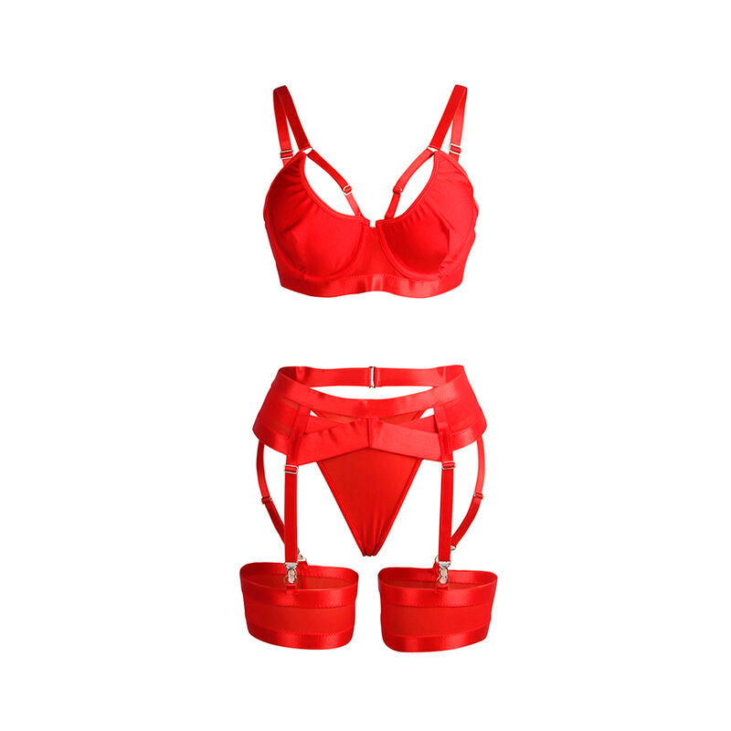 SUBBLIME - 955250 SUTIÃ BONDAGE VERMELHO COM CONJUNTO DE LIGA S/M