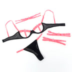 SUBBLIME - 955298 CONJUNTO DE SUTIÃ COM COLAR E DETALHES NAS PERNAS ROSA FLUORESCENTE S/M