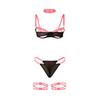 SUBBLIME - 955304 CONJUNTO DE SUTIÃ COM COLAR E DETALHES NAS PERNAS ROSA FLUORESCENTE L/XL