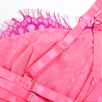 SUBBLIME - 955366 CONJUNTO DE SUTIÃ COM RENDA E LIGAS ROSA E ROXO L/XL