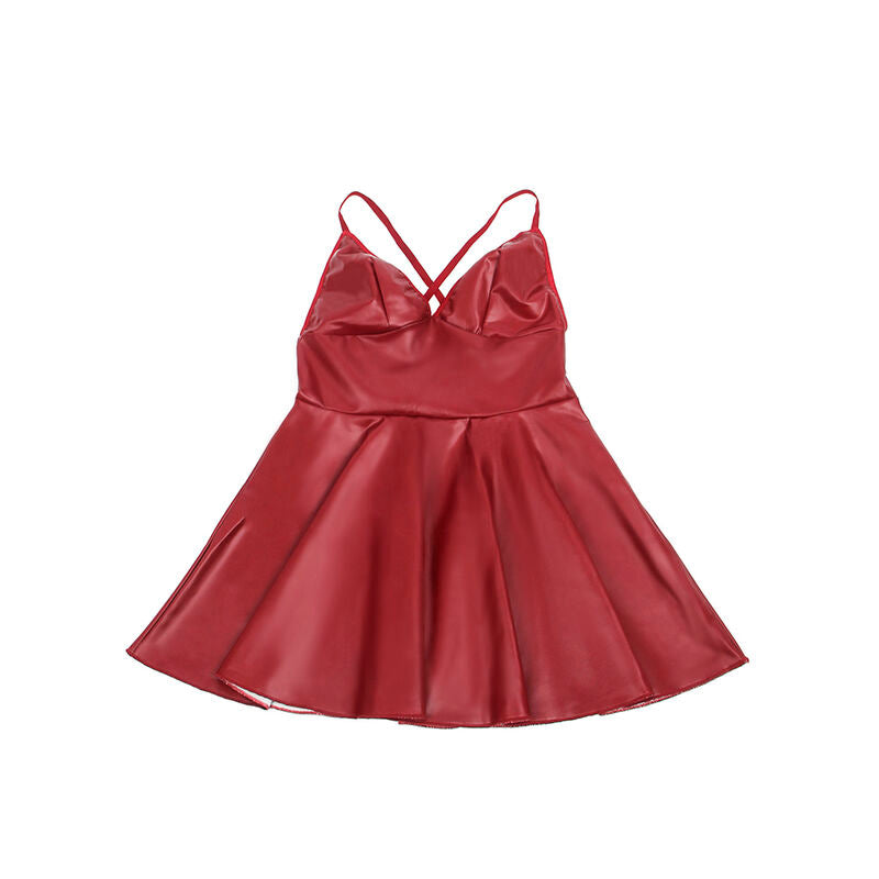 SUBBLIME - 955403 VESTIDO COM ALÇAS DE COURO BORDÔ L/XL