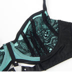 SUBBLIME - 955557 CONJUNTO DE SUTIÃ DE COURO VERDE COM ZÍPER DE MALHA S/M