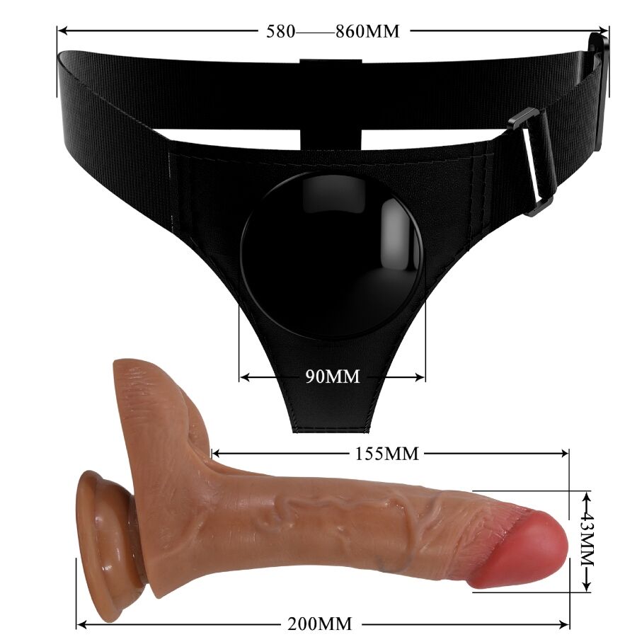 PRETTY LOVE - CALCINHA UNIVERSAL COM DILDO VIBRATÓRIO E SQUIRTING 15,5 CM MULATO