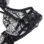 SUBBLIME - 957490 CONJUNTO DE SUTIÃ E LIGA DE RENDA PRETO L/XL