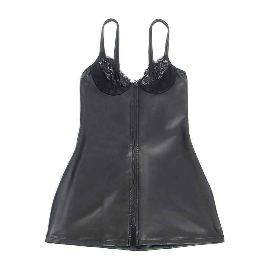 SUBBLIME - 957575 VESTIDO DE COURO COM ZÍPER PRETO L/XL