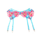 SUBBLIME - 957643 CONJUNTO DE SUTIÃ E CINTO-LIGA BORDADO COM FLORES ROSA S/M