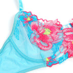 SUBBLIME - 957650 CONJUNTO DE SUTIÃ E CINTO-LIGA COM BORDADO DE FLORES ROSA L/XL