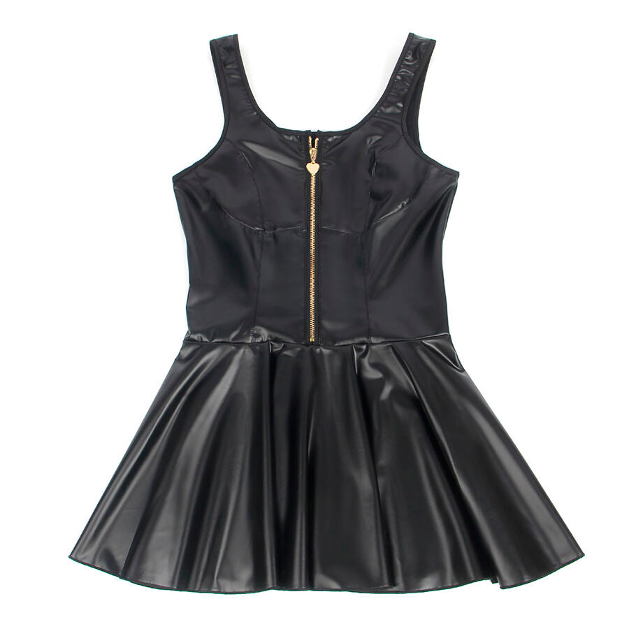 SUBBLIME - 957667 VESTIDO DE COURO COM ZÍPER DE CORAÇÃO PRETO S/M