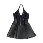 SUBBLIME - 957711 VESTIDO DE COURO COM ZÍPER DE RENDA PRETO L/XL