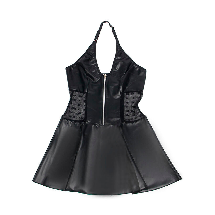 SUBBLIME - 957711 VESTIDO DE COURO COM ZÍPER DE RENDA PRETO L/XL