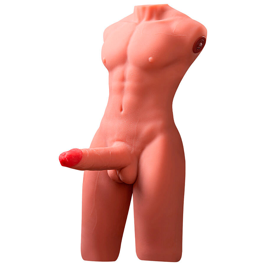 XISE - JASON MEIO CORPO MASCULINO REALISTA COM FUNÇÃO DE EMPURRAR E VIBRAR 55 CM
