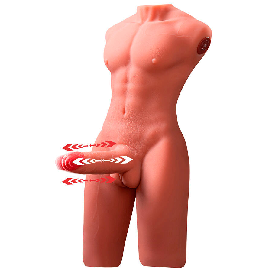 XISE - JASON MEIO CORPO MASCULINO REALISTA COM FUNÇÃO DE EMPURRAR E VIBRAR 55 CM