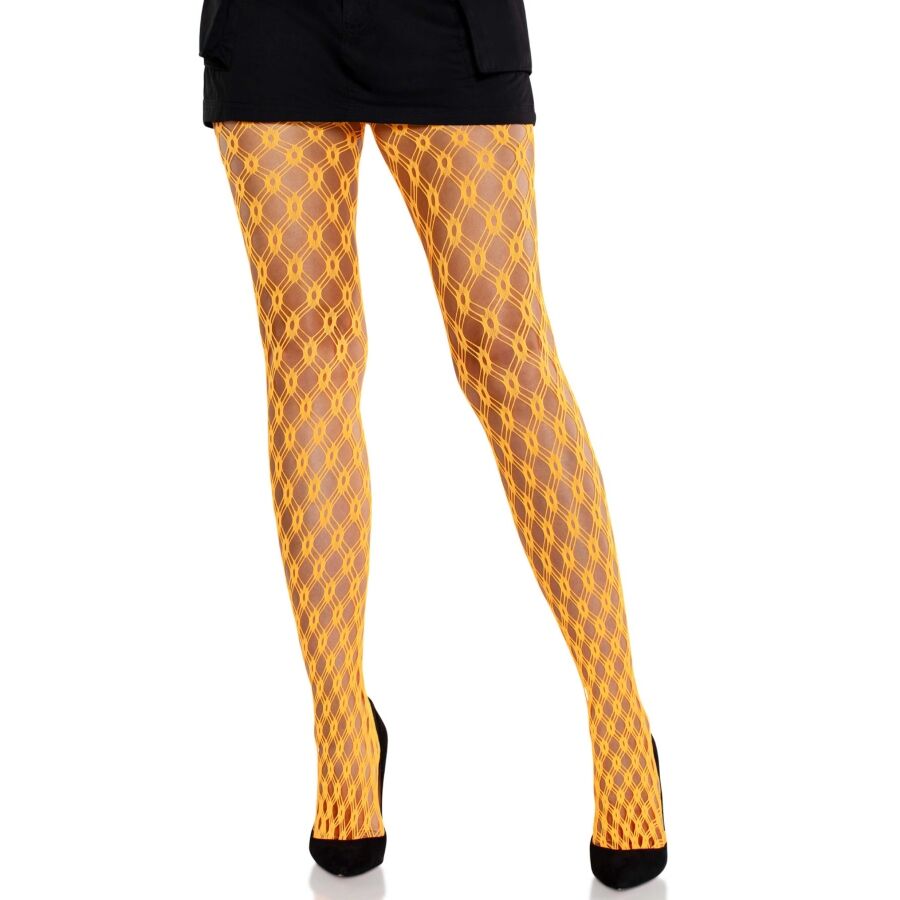LEG AVENUE - CALÇA-CALÇA RENDA COM ILHÓS LARANJA NEON