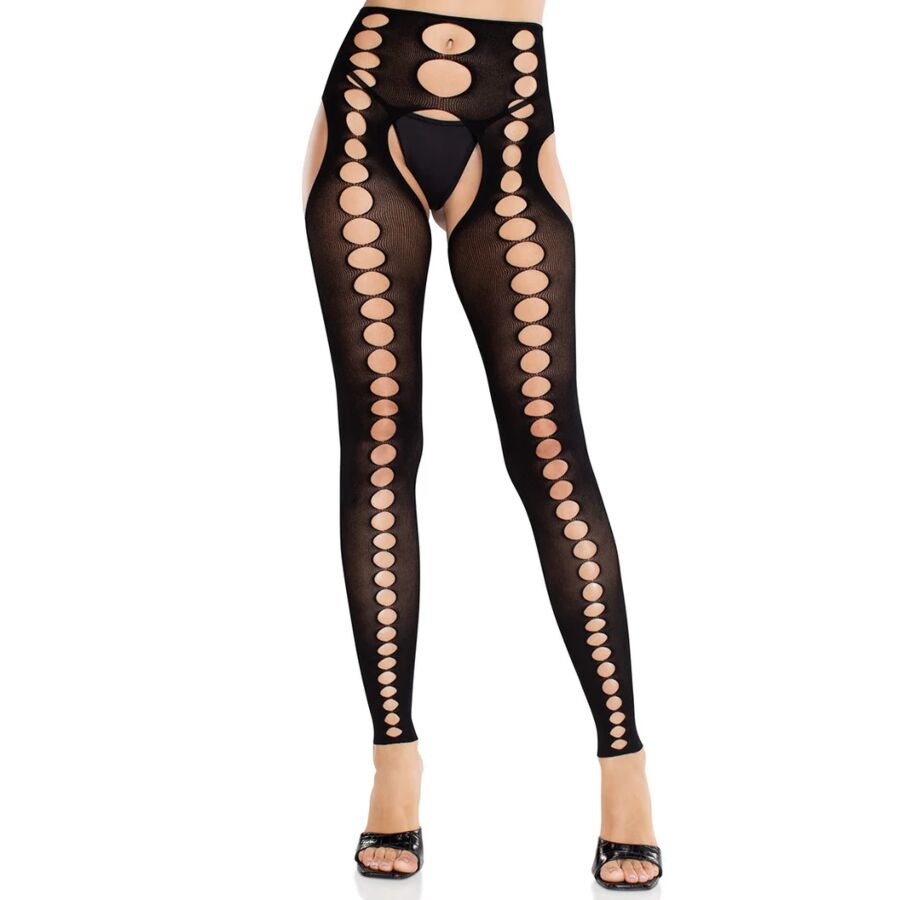 LEG AVENUE - MEIAS SEM ALÇAS SEM COSTURAS OPACAS PRETAS