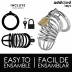 ADDICTED TOYS LOCKED - GAIOLA DE PÊNIS DE METAL COM CÉLULA DE FERRO TAMANHO M