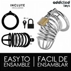 ADDICTED TOYS LOCKED - GAIOLA DE PÊNIS DE METAL COM CÉLULA DE FERRO 5 CM TAMANHO L