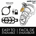 ADDICTED TOYS LOCKED - GAIOLA DE PÊNIS DE METAL COM TRAVA DE PRATA TAMANHO S