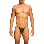 MOB - TANGA TRANSPARENTE EM FORMATO T PRETA TAMANHO L/XL