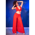 CHILIROSE - CR 4857 CONJUNTO DE BLUSA E CALÇA VERMELHA TAMANHO G
