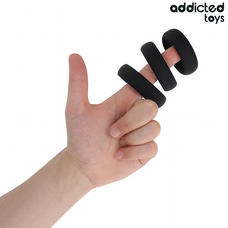 ADDICTED TOYS - CONJUNTO DE ANÉIS PLANOS DE SILICONE