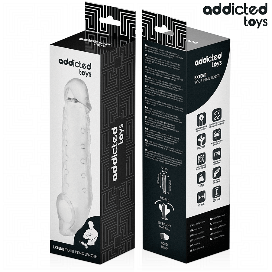 ADDICTED TOYS - BAINHA DE PÊNIS TRANSPARENTE TAMANHO M 27 CM