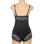 SUBBLIME - TEDDY PRETO FLORAL DETALHE DE RENDA L/XL